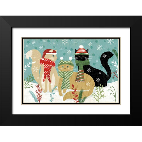 Purrfect Holiday I Black Modern Wood Framed Art Print with Double Matting by Charron, Veronique