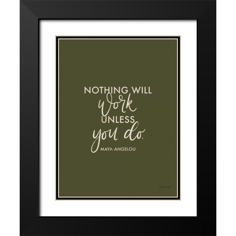 Words of Wisdom II Green Crop Black Modern Wood Framed Art Print with Double Matting by Thorns, Becky