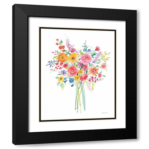 Sunshine Flowers Black Modern Wood Framed Art Print with Double Matting by Nai, Danhui