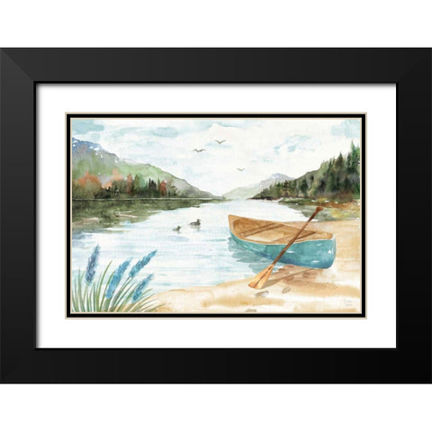 Lake Love I Black Modern Wood Framed Art Print with Double Matting by June, Dina