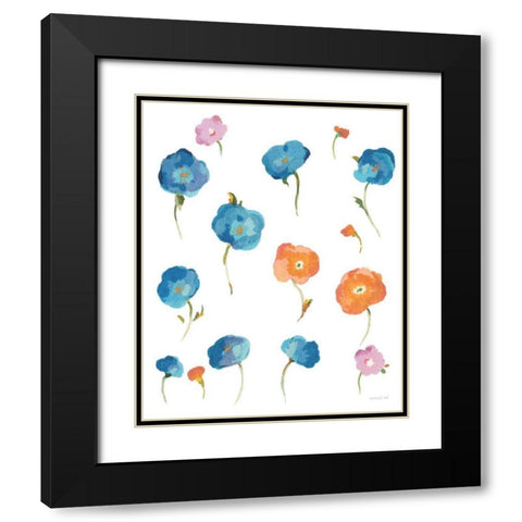Retro Flowers I Black Modern Wood Framed Art Print with Double Matting by Nai, Danhui