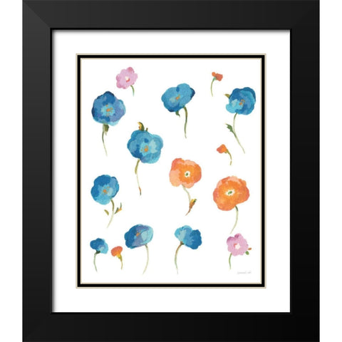 Retro Flowers I Black Modern Wood Framed Art Print with Double Matting by Nai, Danhui