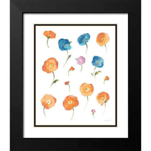 Retro Flowers II Black Modern Wood Framed Art Print with Double Matting by Nai, Danhui