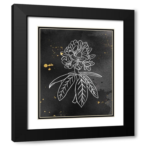 Indigo Blooms II Black Black Modern Wood Framed Art Print with Double Matting by Wild Apple Portfolio
