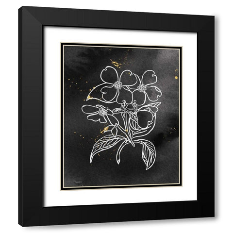 Indigo Blooms III Black Black Modern Wood Framed Art Print with Double Matting by Wild Apple Portfolio