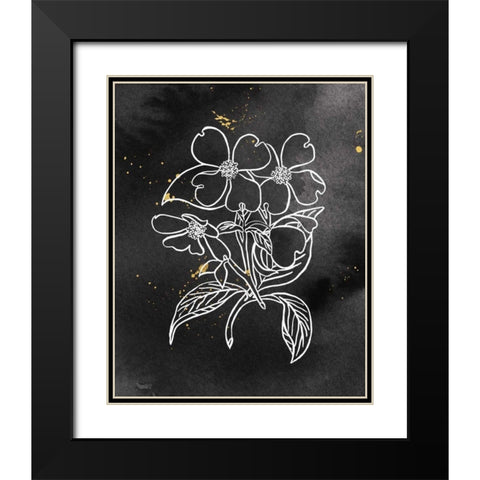 Indigo Blooms III Black Black Modern Wood Framed Art Print with Double Matting by Wild Apple Portfolio