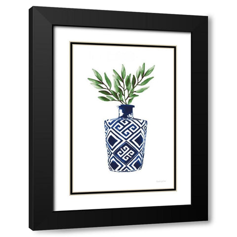 Cobalt Geometric Vases III Black Modern Wood Framed Art Print with Double Matting by Charro, Mercedes Lopez