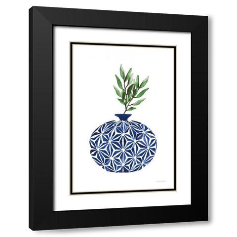 Cobalt Geometric Vases IV Black Modern Wood Framed Art Print with Double Matting by Charro, Mercedes Lopez