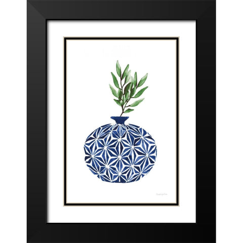 Cobalt Geometric Vases IV Black Modern Wood Framed Art Print with Double Matting by Charro, Mercedes Lopez