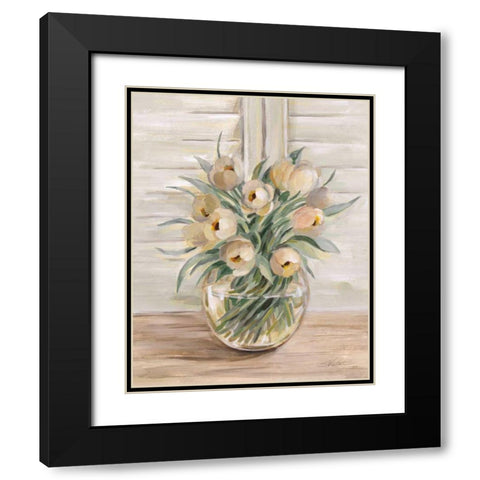 Blush Floral Bouquet Black Modern Wood Framed Art Print with Double Matting by Vassileva, Silvia