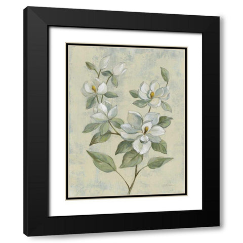 Sage Magnolia Black Modern Wood Framed Art Print with Double Matting by Vassileva, Silvia
