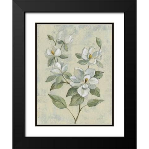 Sage Magnolia Black Modern Wood Framed Art Print with Double Matting by Vassileva, Silvia