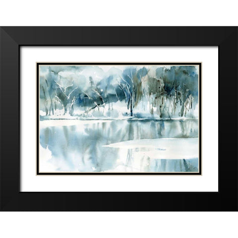 Blue Reflections Black Modern Wood Framed Art Print with Double Matting by Pete, Katrina