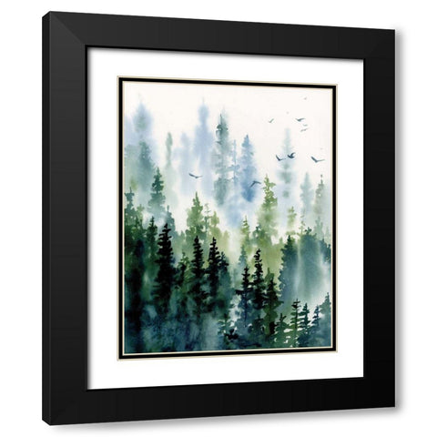 Treeline Black Modern Wood Framed Art Print with Double Matting by Pete, Katrina