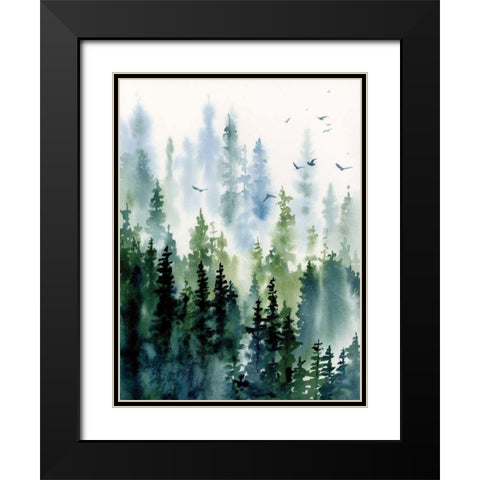 Treeline Black Modern Wood Framed Art Print with Double Matting by Pete, Katrina