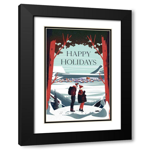 Happy Holidays Black Modern Wood Framed Art Print with Double Matting by Escalante, Omar
