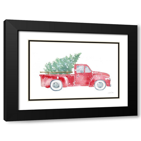 Christmas Truck Black Modern Wood Framed Art Print with Double Matting by Pete, Katrina