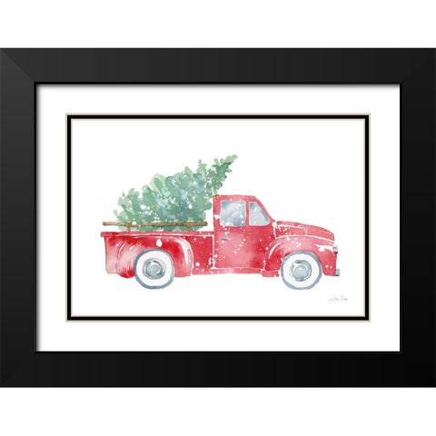 Christmas Truck Black Modern Wood Framed Art Print with Double Matting by Pete, Katrina
