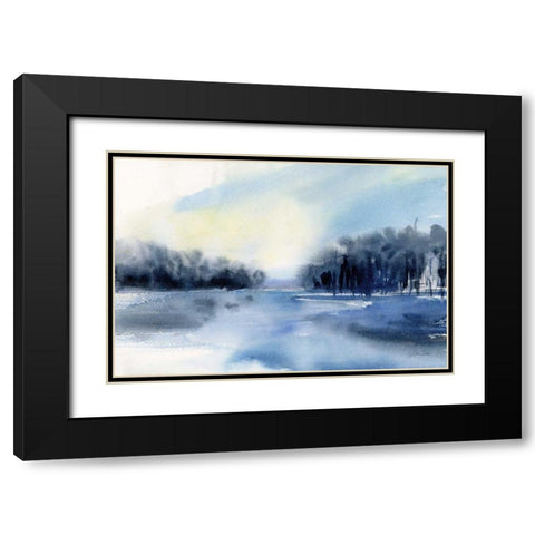 Winter River Black Modern Wood Framed Art Print with Double Matting by Pete, Katrina