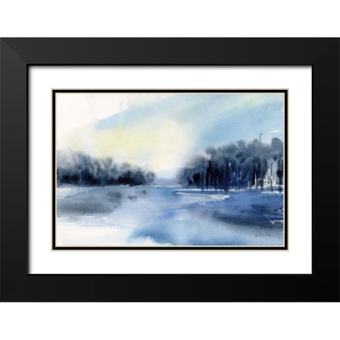 Winter River Black Modern Wood Framed Art Print with Double Matting by Pete, Katrina