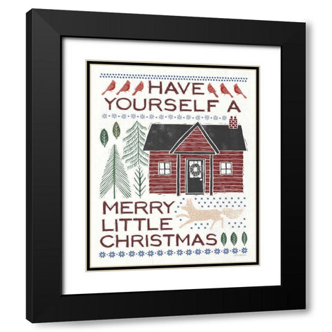 Woodcut Wonderland IV Red Black Modern Wood Framed Art Print with Double Matting by Marshall, Laura