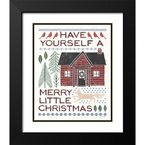 Woodcut Wonderland IV Red Black Modern Wood Framed Art Print with Double Matting by Marshall, Laura