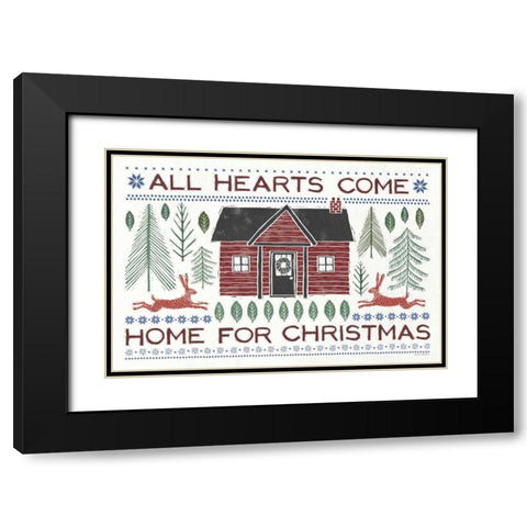 Woodcut Wonderland I Red Black Modern Wood Framed Art Print with Double Matting by Marshall, Laura