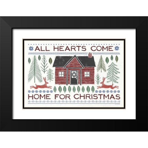 Woodcut Wonderland I Red Black Modern Wood Framed Art Print with Double Matting by Marshall, Laura