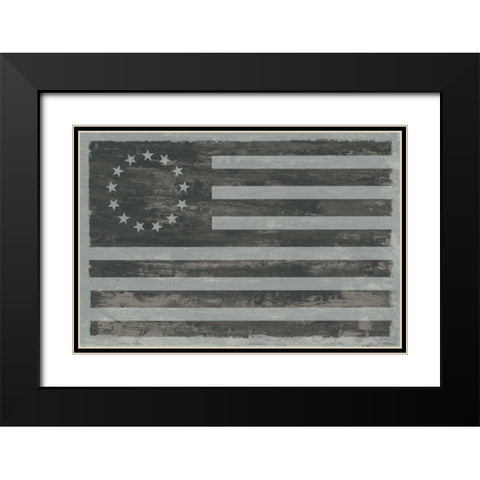 Slate American Flag Black Modern Wood Framed Art Print with Double Matting by Schlabach, Sue