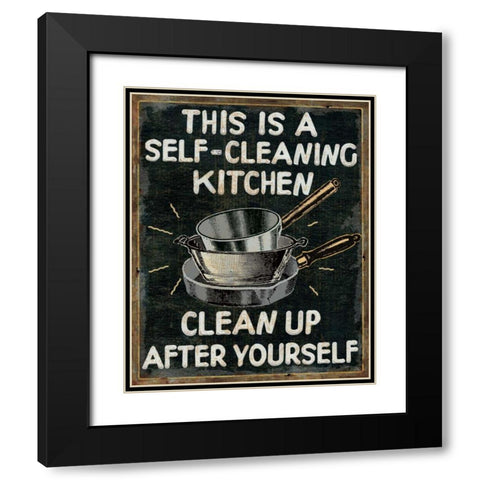 Self Cleaning Kitchen Black Modern Wood Framed Art Print with Double Matting by Pela Studio