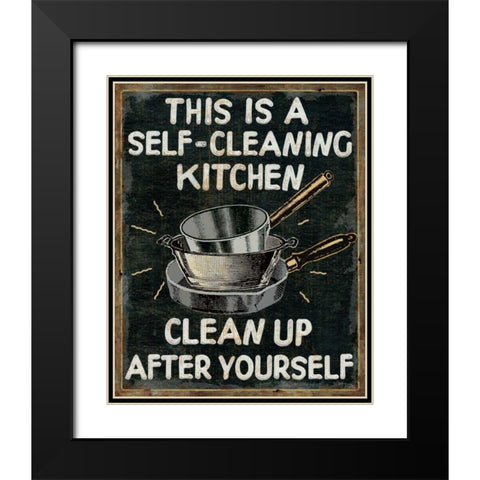 Self Cleaning Kitchen Black Modern Wood Framed Art Print with Double Matting by Pela Studio
