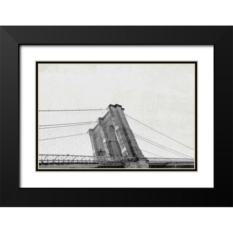 Brooklyn Bridge From Below Black Modern Wood Framed Art Print with Double Matting by Wild Apple Portfolio