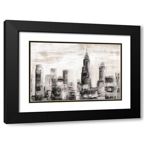 Manhattan Skyline BW Crop Black Modern Wood Framed Art Print with Double Matting by Vassileva, Silvia
