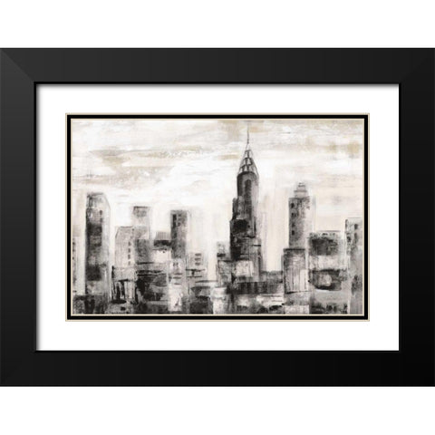 Manhattan Skyline BW Crop Black Modern Wood Framed Art Print with Double Matting by Vassileva, Silvia