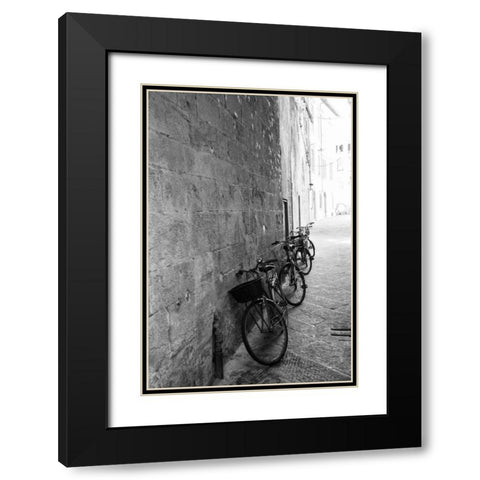 Bicycles in the Alley Black Modern Wood Framed Art Print with Double Matting by Aledanda