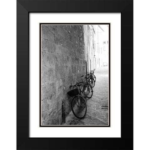 Bicycles in the Alley Black Modern Wood Framed Art Print with Double Matting by Aledanda