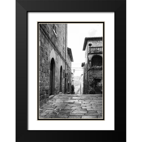 Village Square Black Modern Wood Framed Art Print with Double Matting by Aledanda