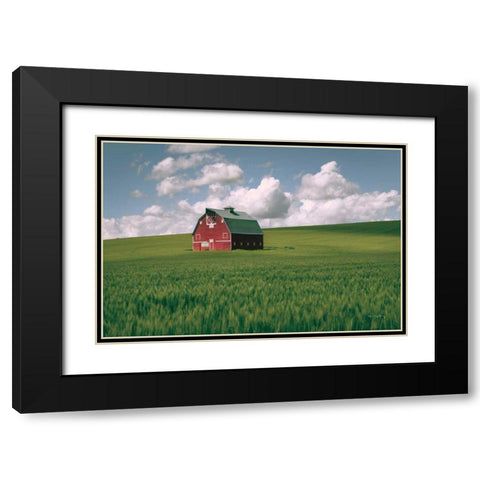 Palouse Region Red Barn I Black Modern Wood Framed Art Print with Double Matting by Majchrowicz, Alan