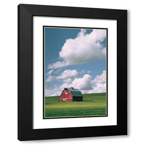 Palouse Region Red Barn II Black Modern Wood Framed Art Print with Double Matting by Majchrowicz, Alan