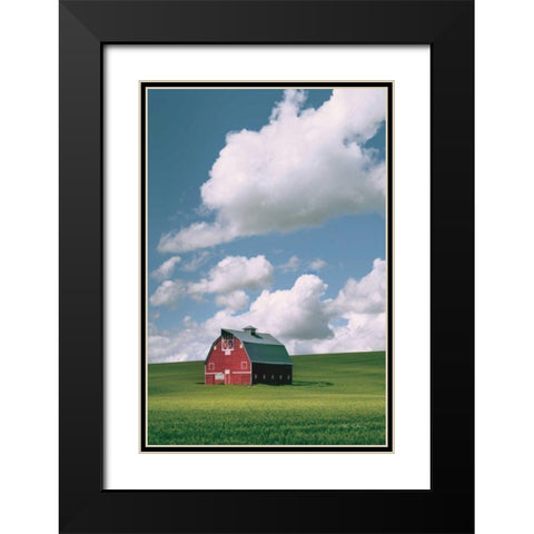 Palouse Region Red Barn II Black Modern Wood Framed Art Print with Double Matting by Majchrowicz, Alan