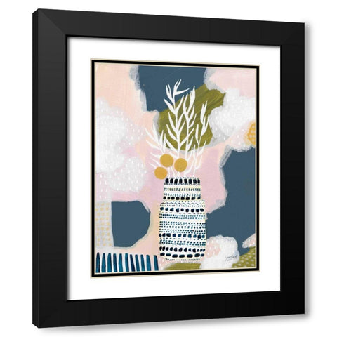 Tribal Still Life Blue Black Modern Wood Framed Art Print with Double Matting by Mack, Lynn