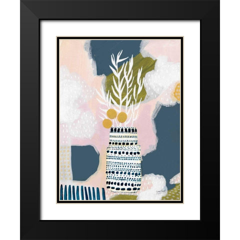 Tribal Still Life Blue Black Modern Wood Framed Art Print with Double Matting by Mack, Lynn