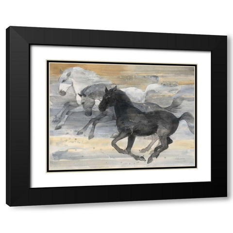Prancing Trio Black Modern Wood Framed Art Print with Double Matting by Hristova, Albena