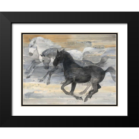 Prancing Trio Black Modern Wood Framed Art Print with Double Matting by Hristova, Albena