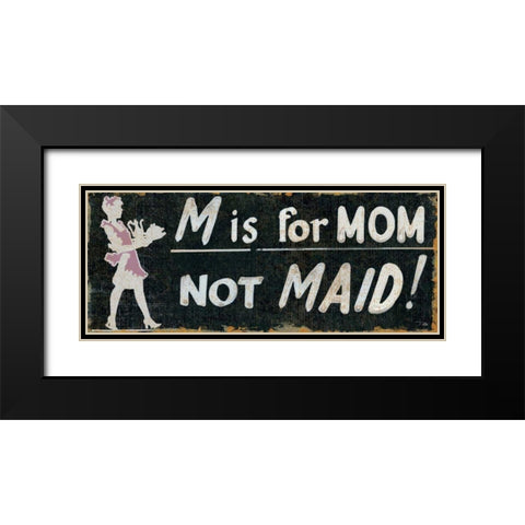 M is for Mom Black Modern Wood Framed Art Print with Double Matting by Pela Studio