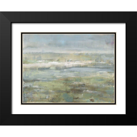 Gray Blue Field Black Modern Wood Framed Art Print with Double Matting by Nai, Danhui
