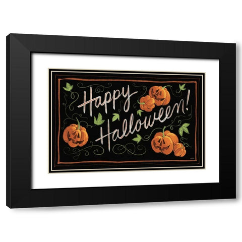Happy Halloween Jack O Lanterns Black Modern Wood Framed Art Print with Double Matting by Tavoletti, Anne