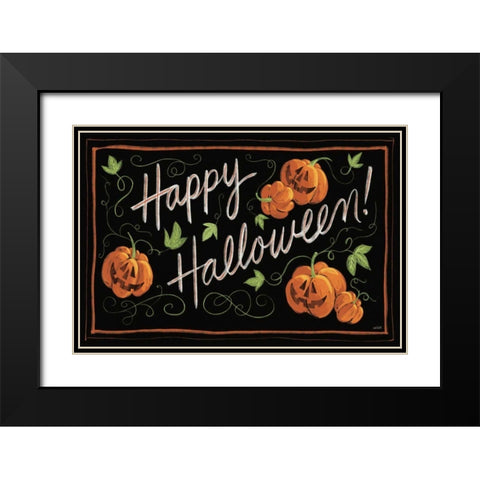 Happy Halloween Jack O Lanterns Black Modern Wood Framed Art Print with Double Matting by Tavoletti, Anne