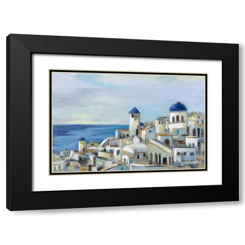 Santorini View I Black Modern Wood Framed Art Print with Double Matting by Vassileva, Silvia