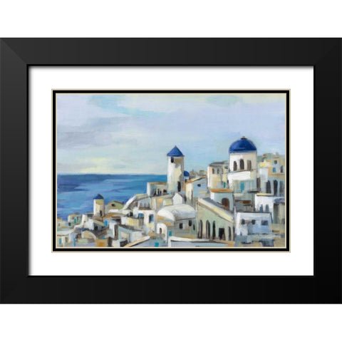 Santorini View I Black Modern Wood Framed Art Print with Double Matting by Vassileva, Silvia